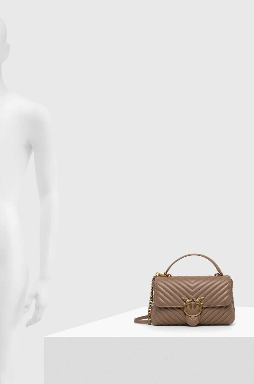 Δερμάτινη τσάντα Pinko χρώμα: μπεζ, 100043 A0GK φωτογραφία