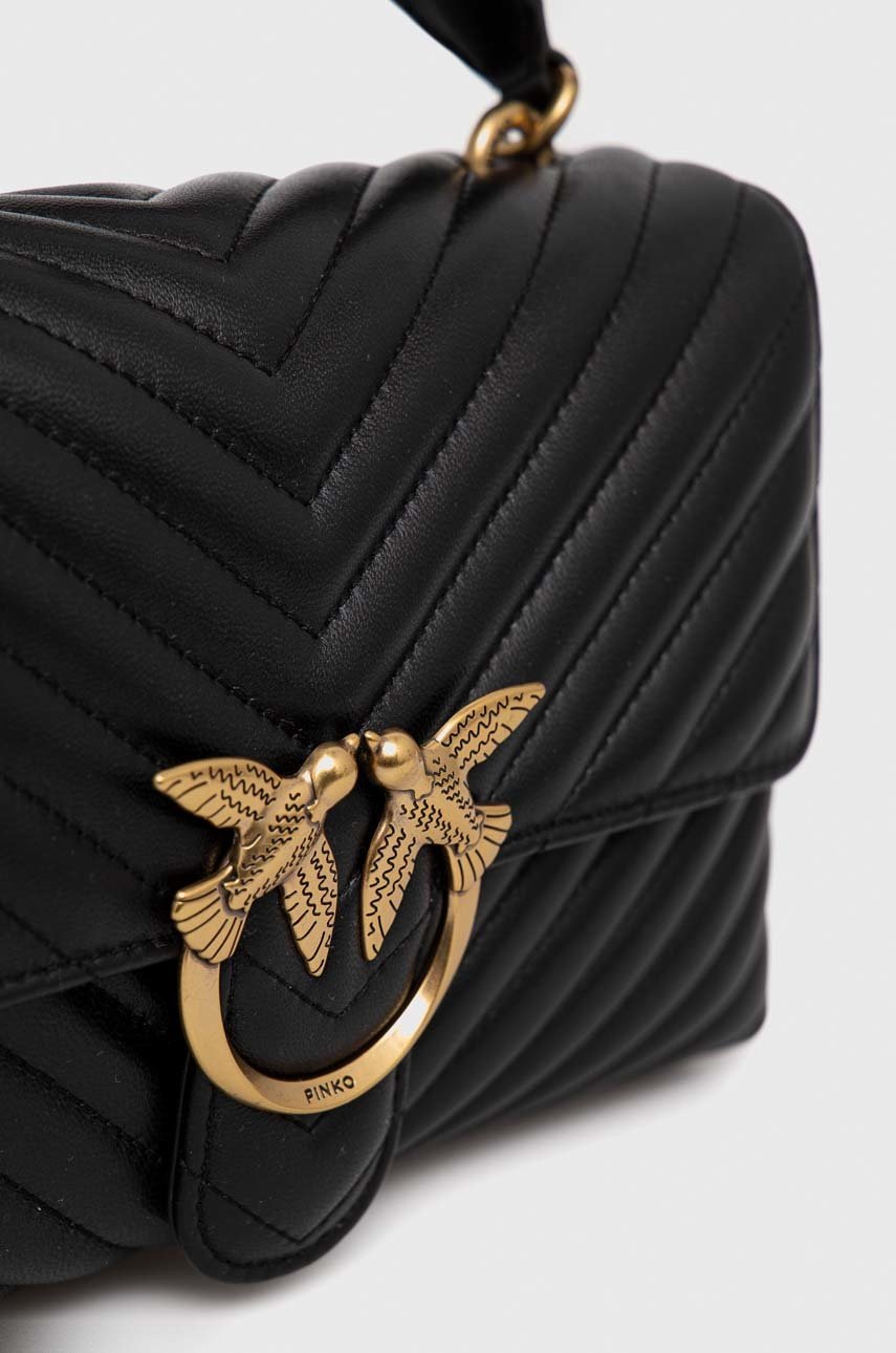Δερμάτινη τσάντα Pinko χρώμα: μαύρο, 100043 A0GK φωτογραφία