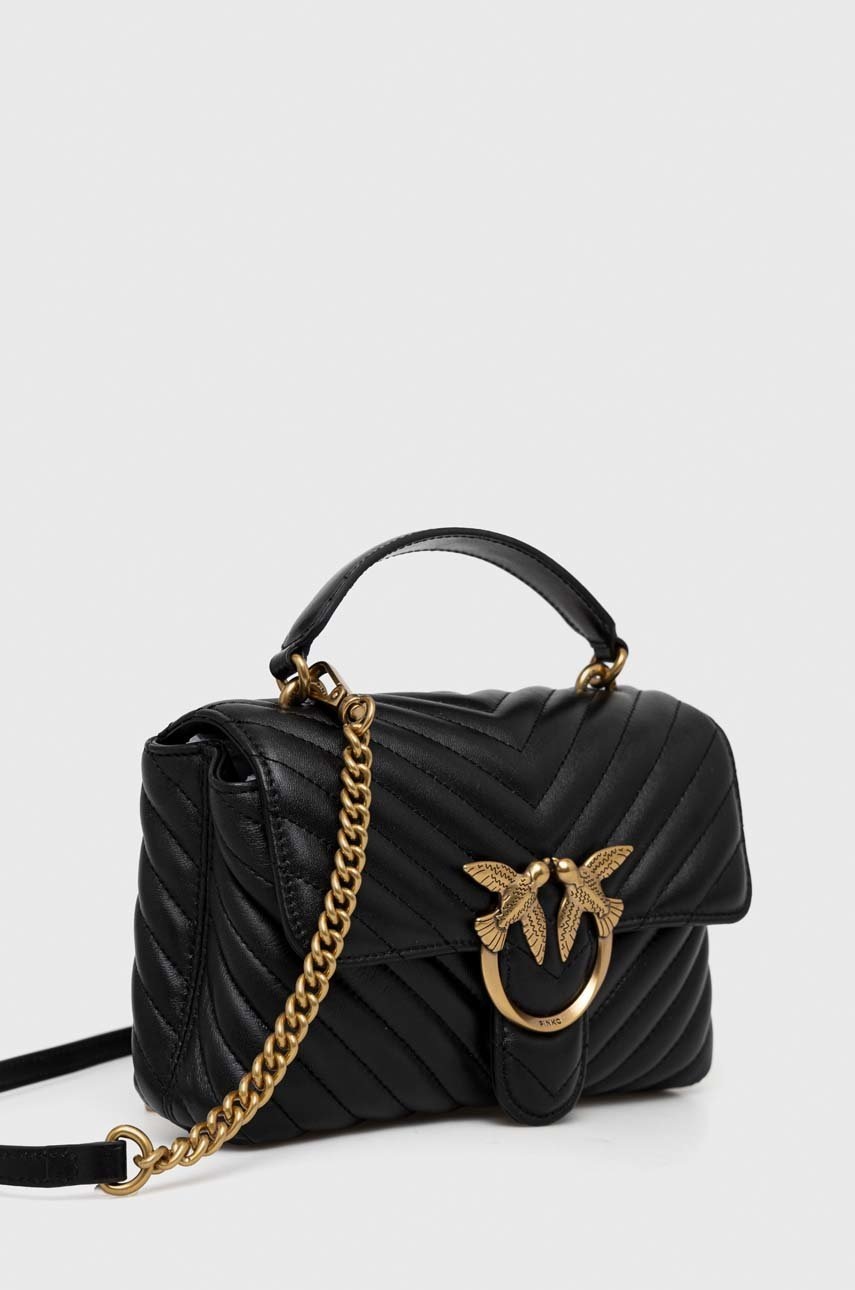 Δερμάτινη τσάντα Pinko χρώμα: μαύρο φωτογραφία