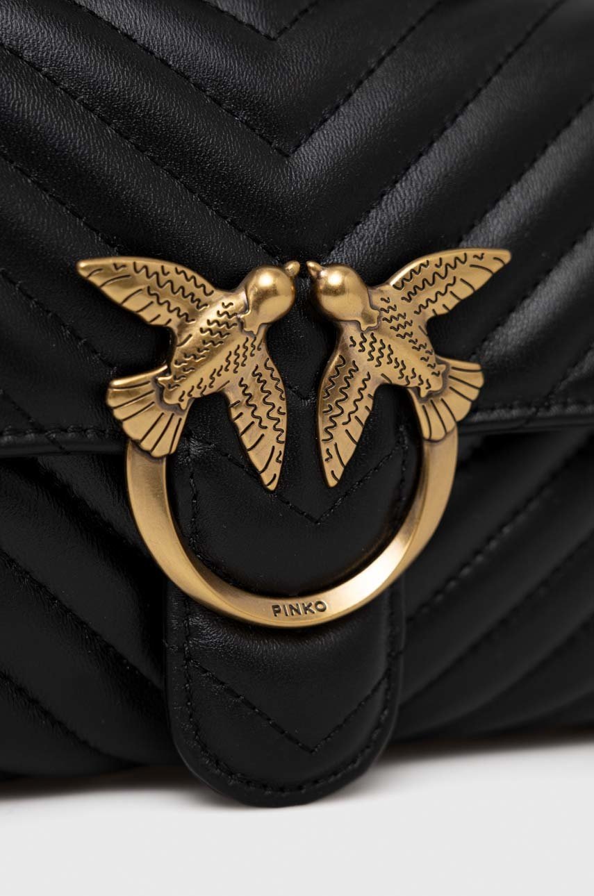 Δερμάτινη τσάντα Pinko χρώμα: μαύρο φωτογραφία