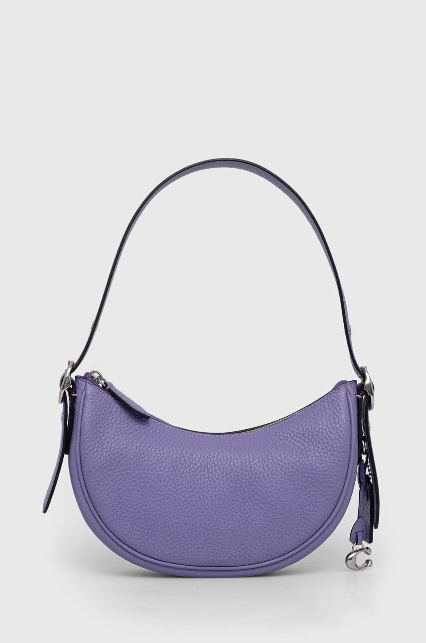 Levně Kožená kabelka Coach Luna Shoulder Bag fialová barva