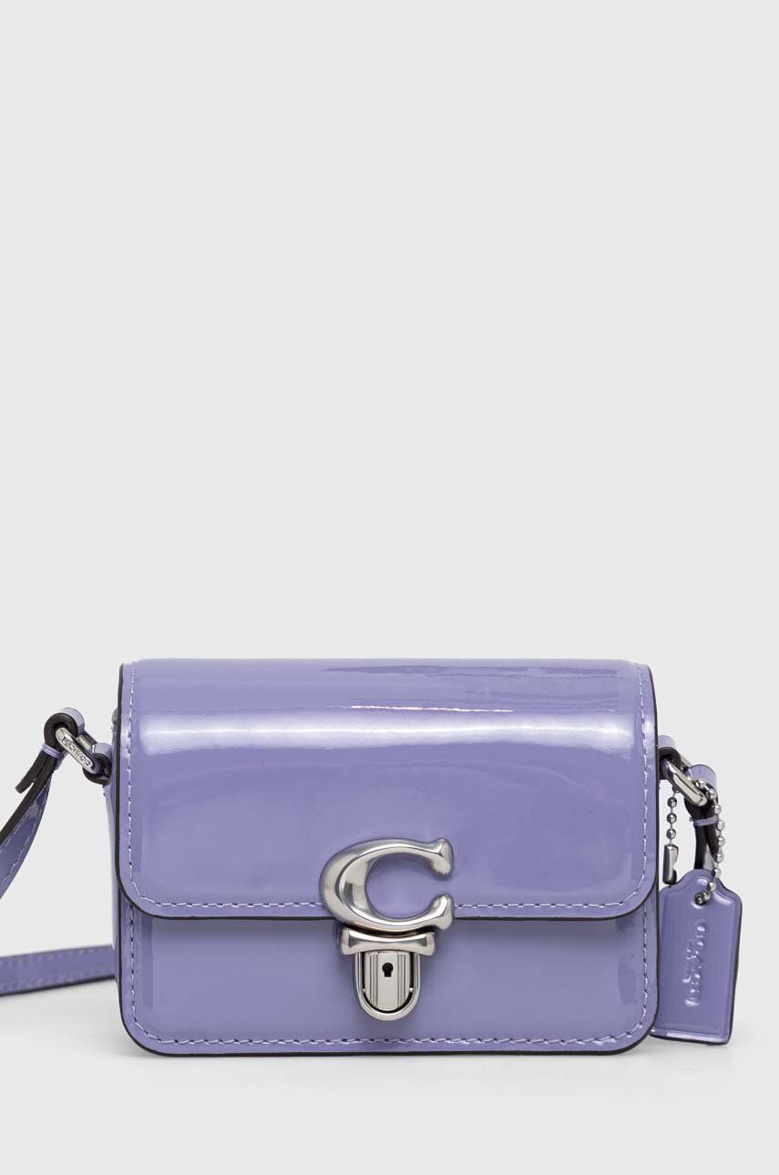 Kožená kabelka Coach fialová barva - fialová -  Lakovaná kůže