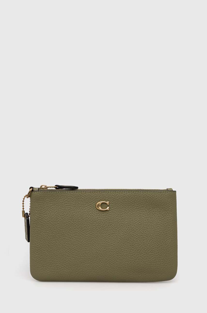 Coach borseta de piele Small Wristlet culoarea verde