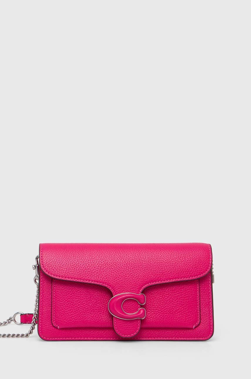 

Кожена чанта Coach Tabby Chain Clutch в розово, Розов