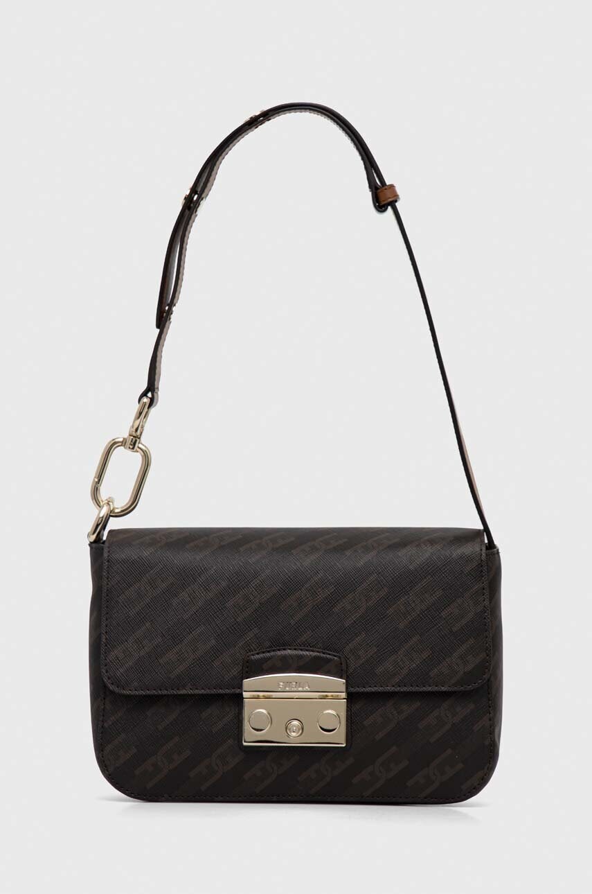 

Кожена чанта Furla в кафяво, Кафяв