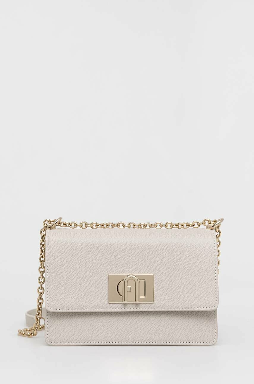 

Кожена чанта Furla в сиво, Сив