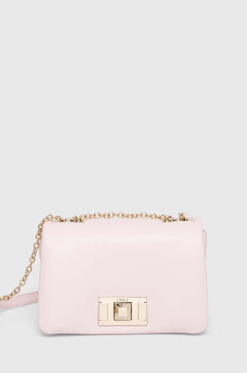 E-shop Kožená kabelka Furla růžová barva