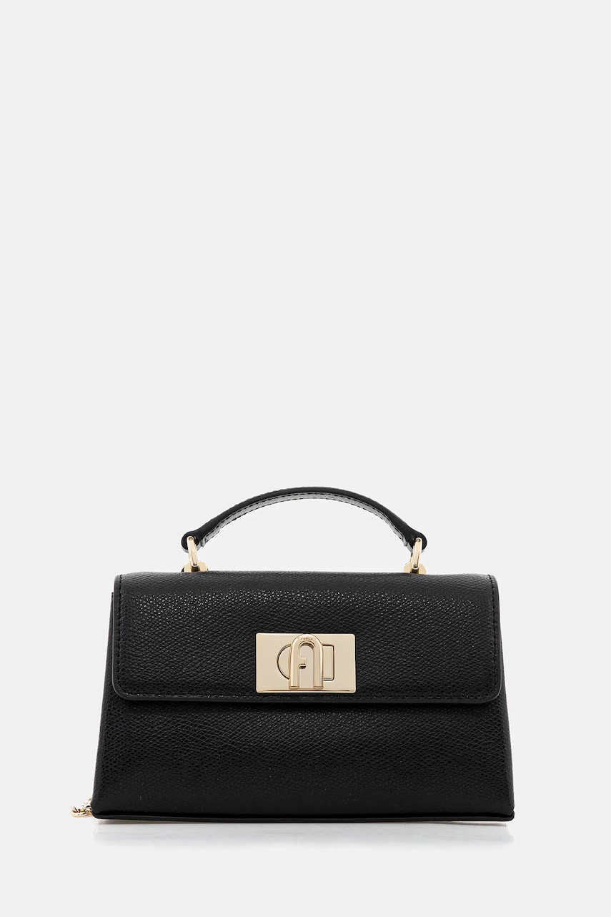 Furla poseta de piele culoarea negru