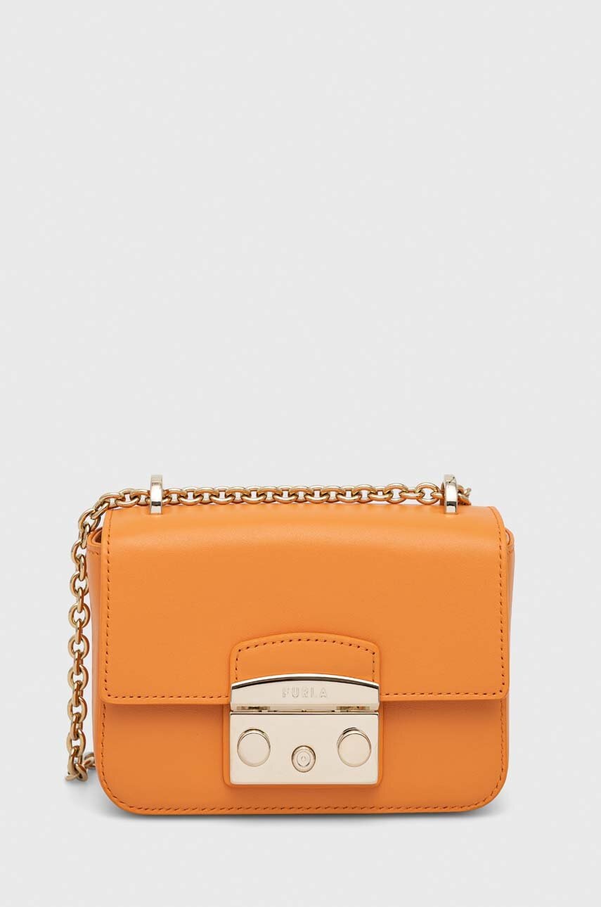 

Кожена чанта Furla Metropolis в оранжево, Оранжев