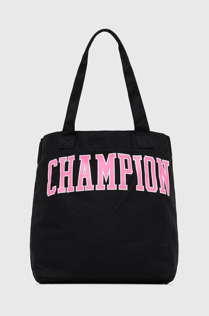 Bavlněná kabelka Champion černá barva - černá -  Hlavní materiál: 100 % Bavlna Podšívka ka
