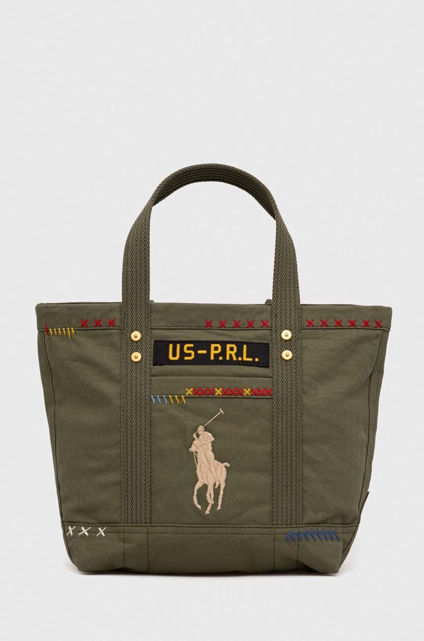 E-shop Bavlněná kabelka Polo Ralph Lauren zelená barva