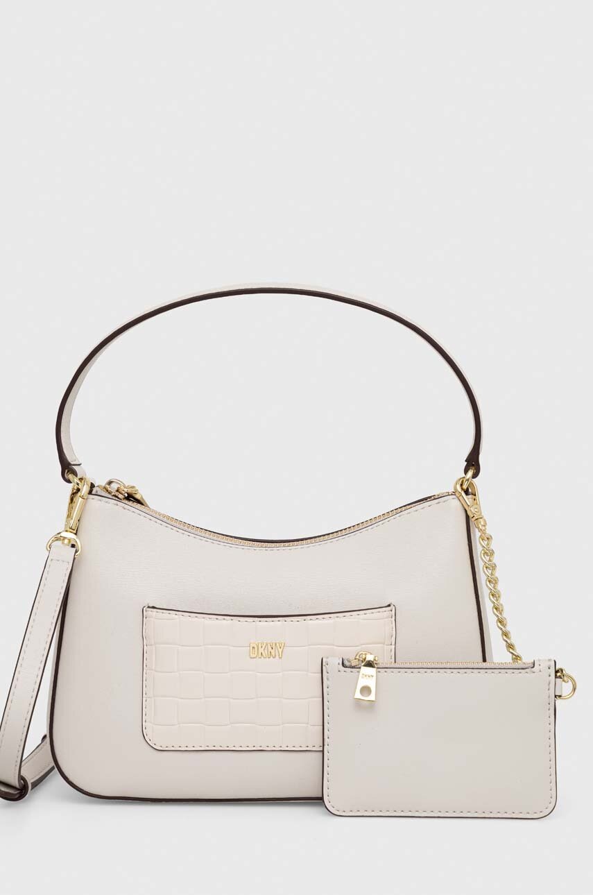 

Шкіряна сумочка Dkny колір бежевий