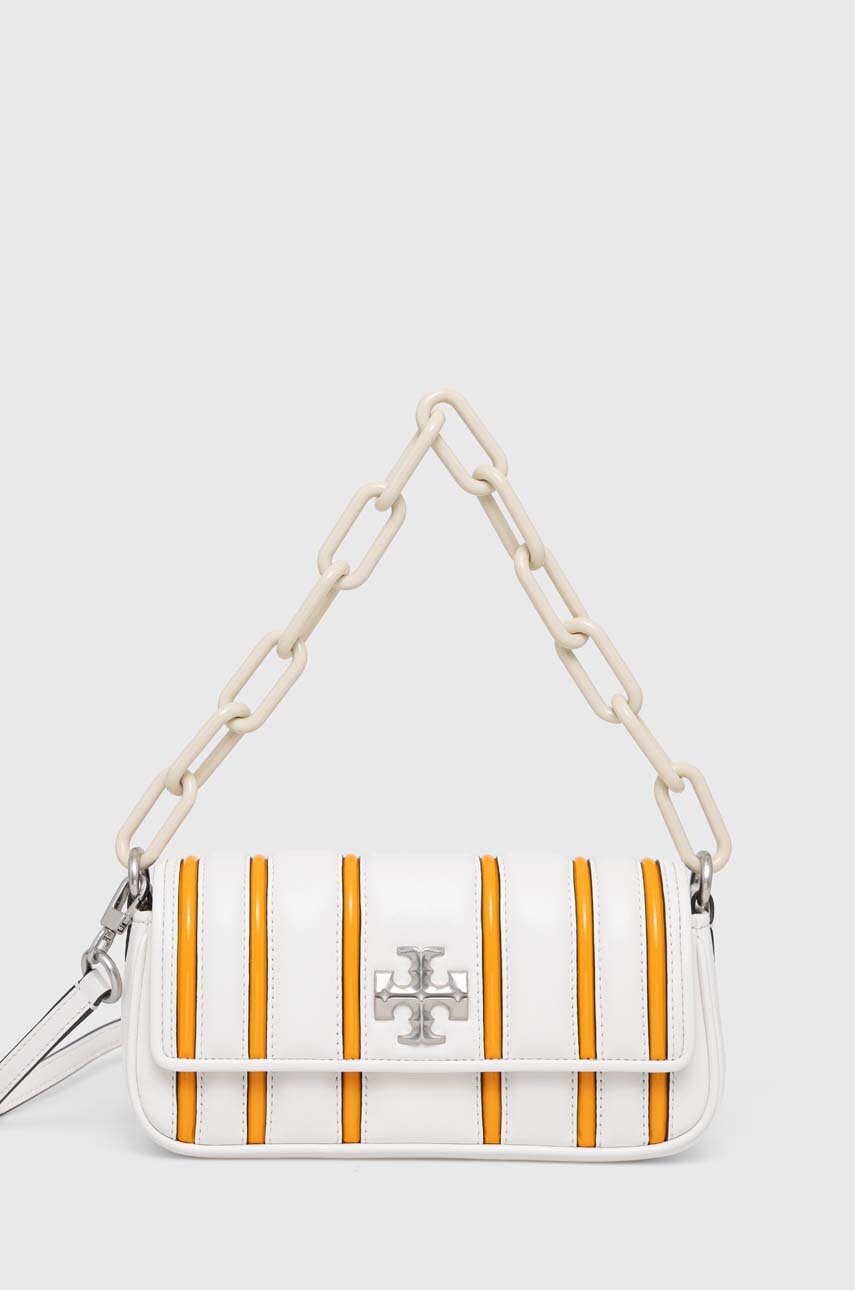 E-shop Kožená kabelka Tory Burch bílá barva