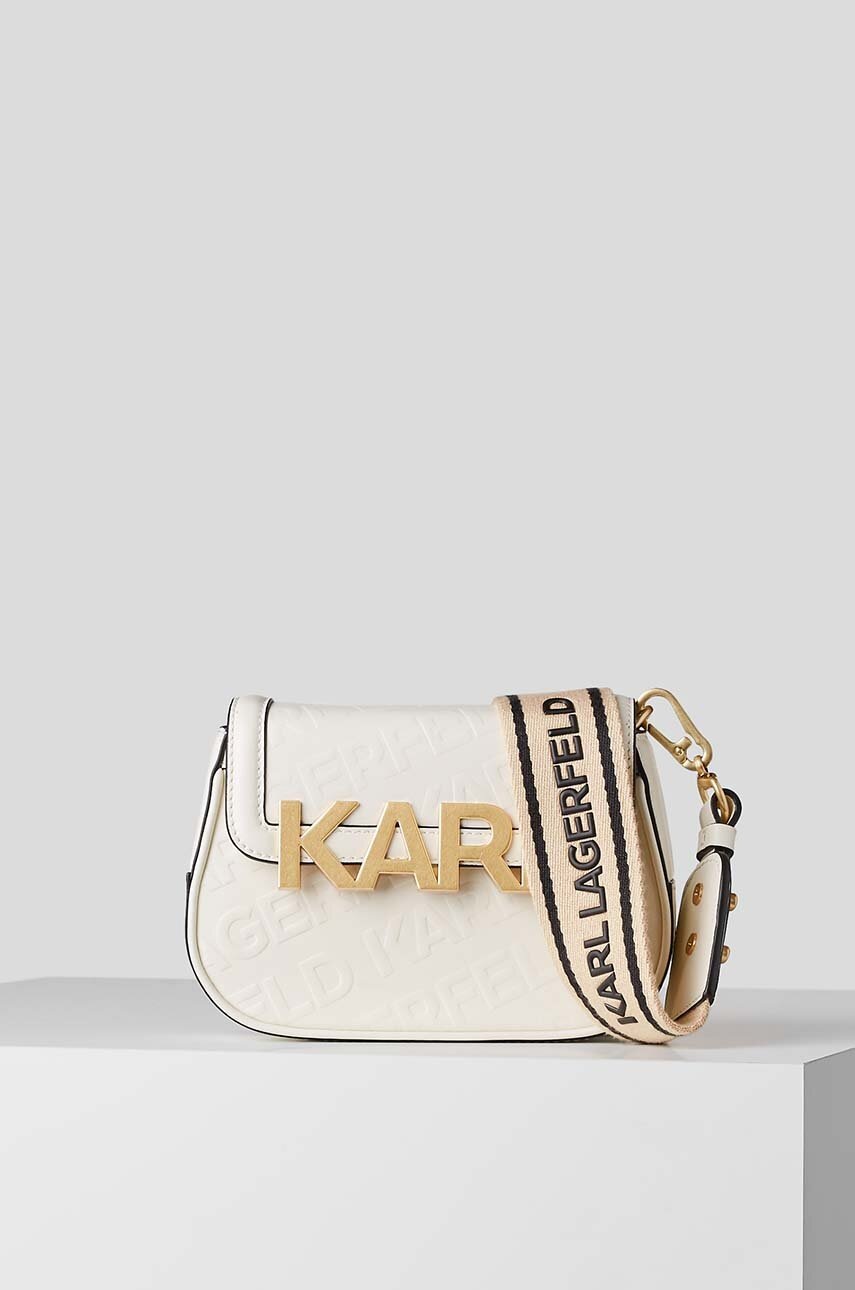 

Кожена чанта Karl Lagerfeld в бяло, Бял
