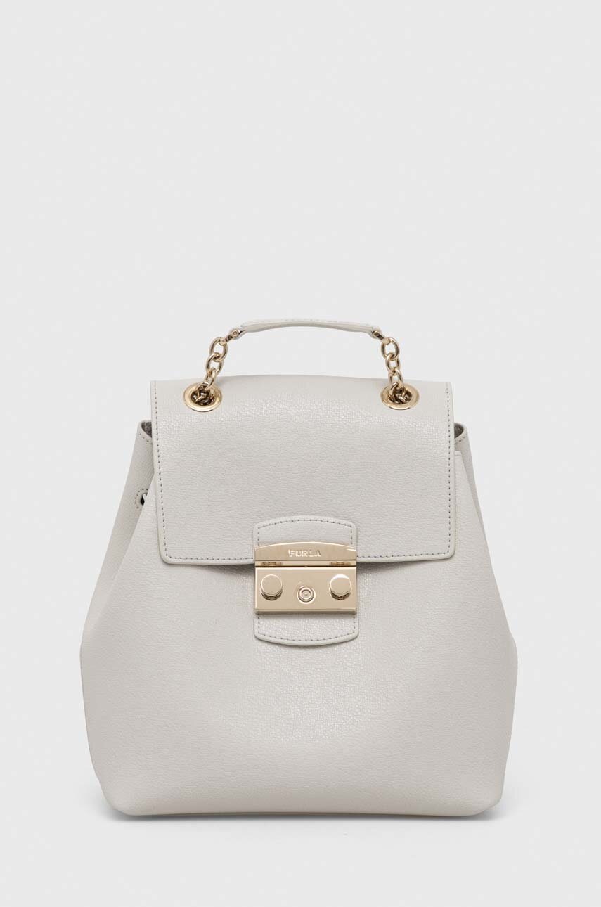 

Шкіряний рюкзак Furla Metropolis колір бежевий