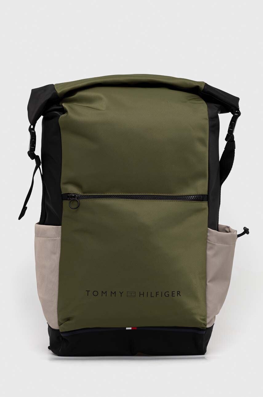 

Раница Tommy Hilfiger в зелено голям размер с десен, Зелен