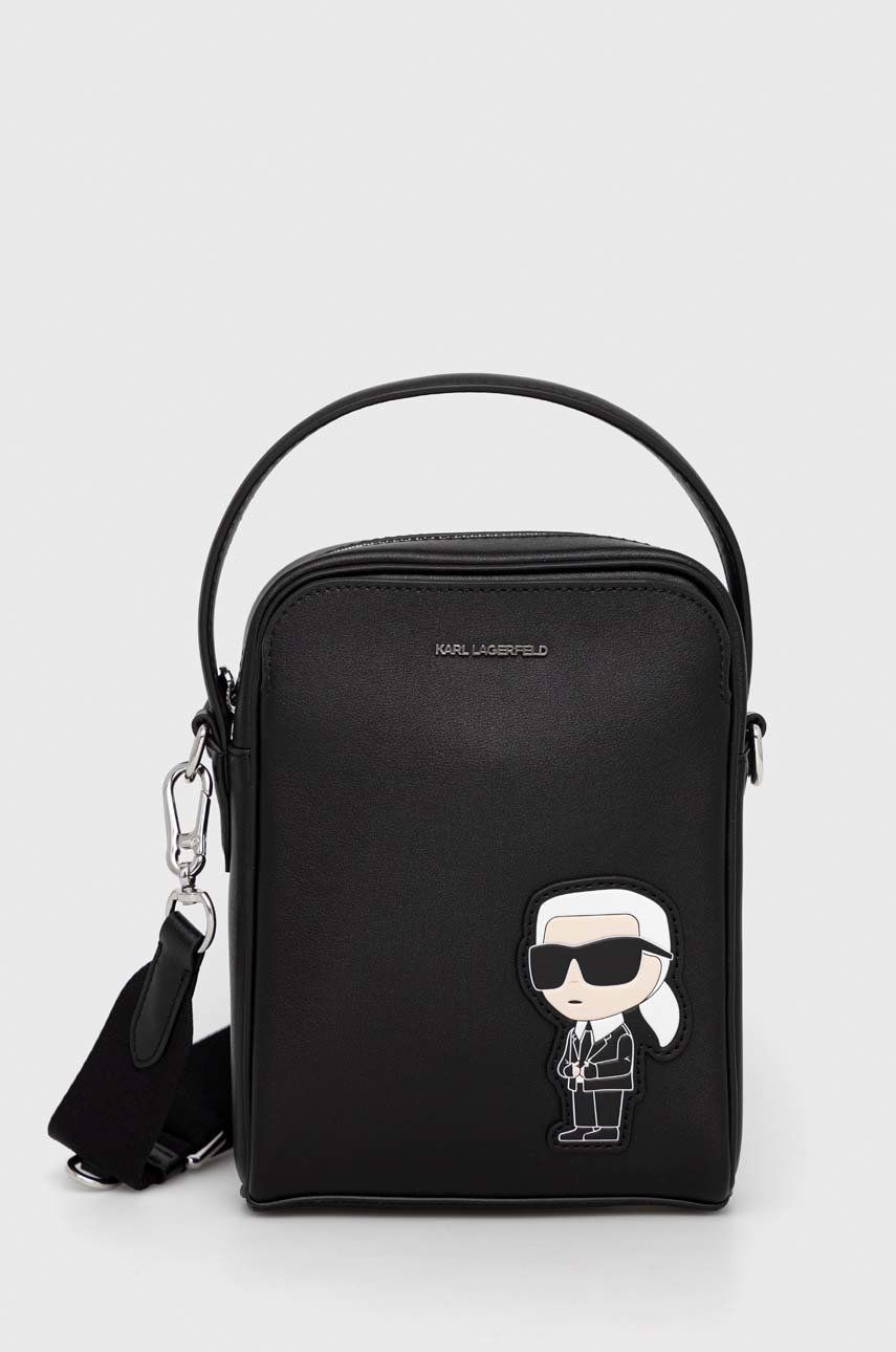 Karl Lagerfeld borseta de piele culoarea negru accesorii imagine noua gjx.ro