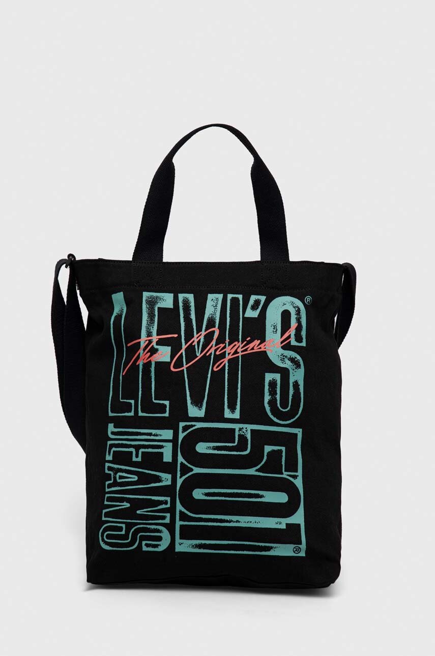 

Памучна чанта Levi's в черно, Черен