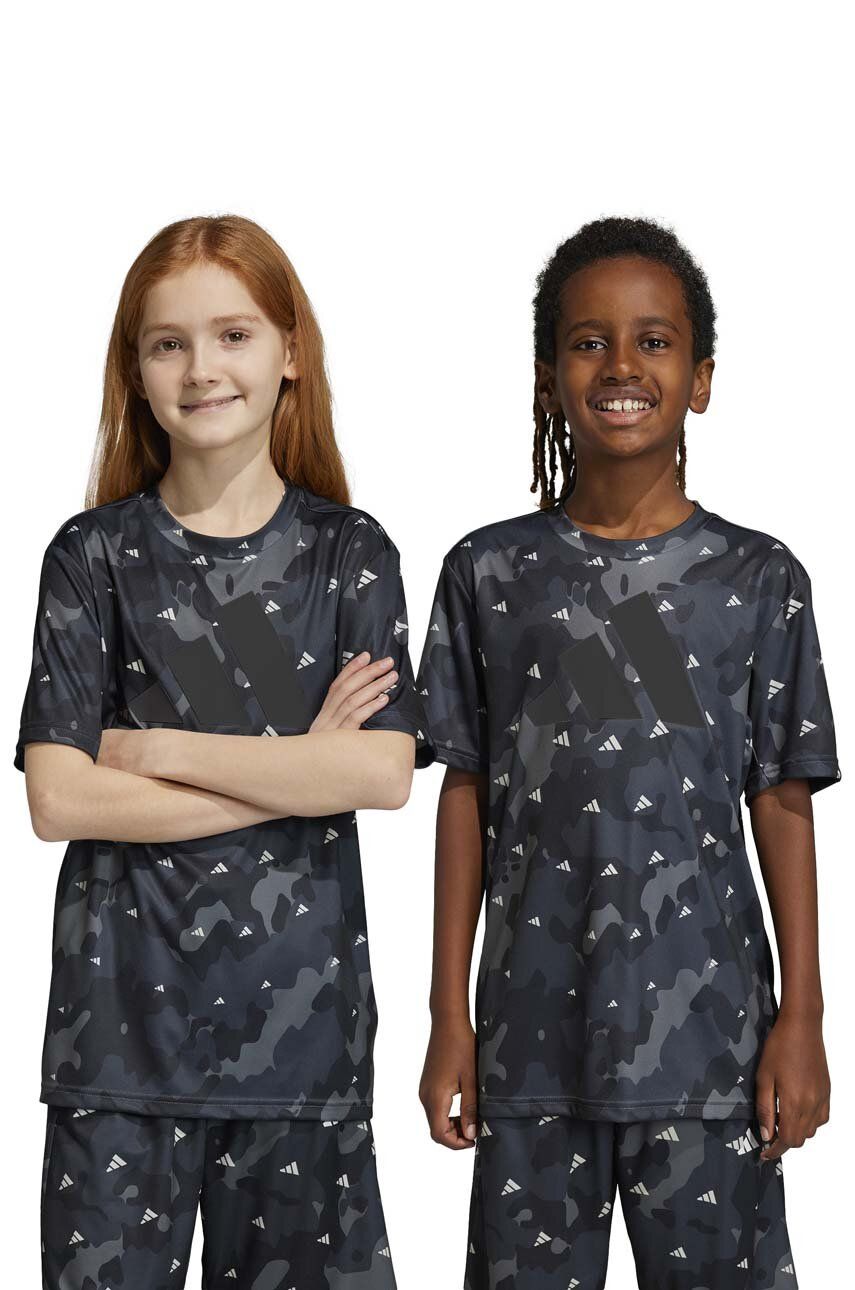 E-shop Dětské tričko adidas U TR-ES AOP T šedá barva