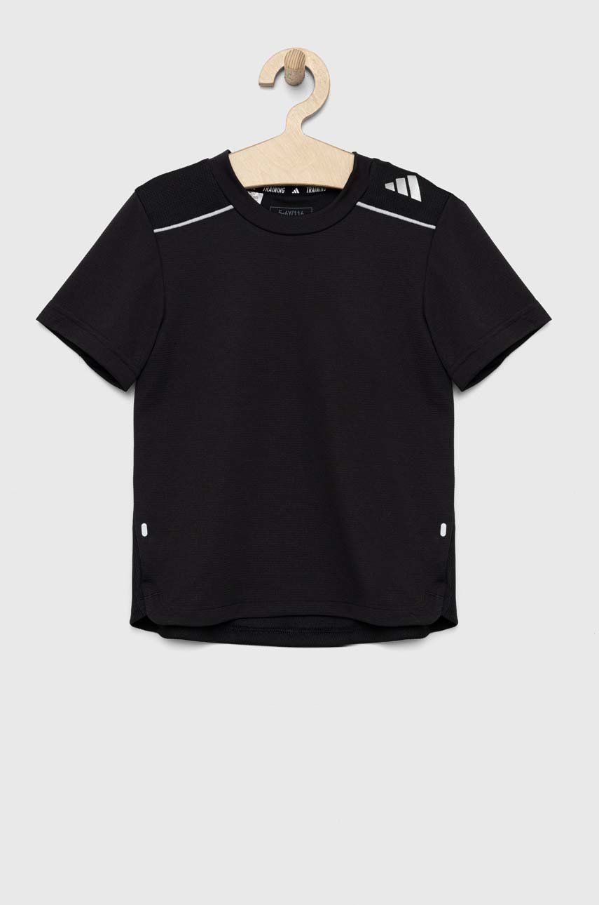 Dětské tričko adidas černá barva, s potiskem - černá -  100 % Recyklovaný polyester