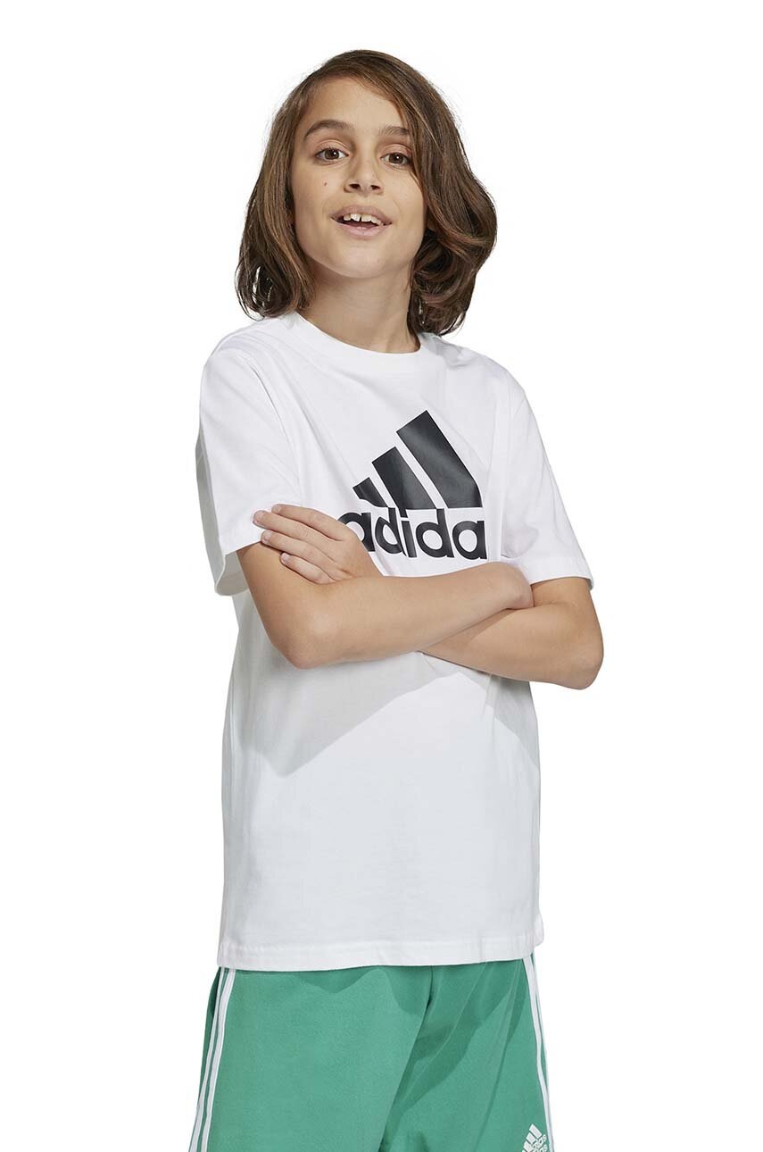 adidas tricou de bumbac pentru copii U BL culoarea alb, cu imprimeu