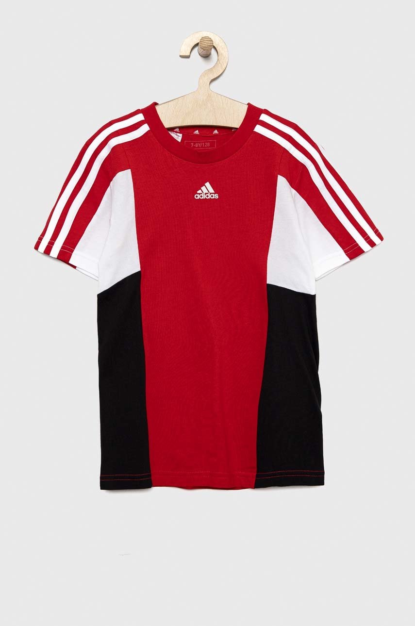 

Детска памучна тениска adidas U 3S CB TEE в червено с десен, Червен
