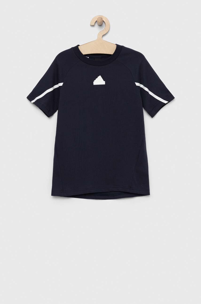adidas tricou de bumbac pentru copii B D4GMDY culoarea albastru marin, neted