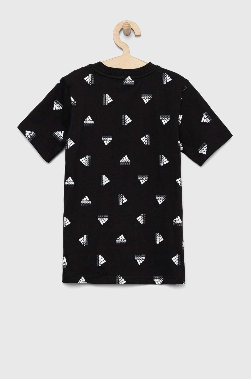 

Детская хлопковая футболка adidas U BLUV TEE цвет чёрный узорный