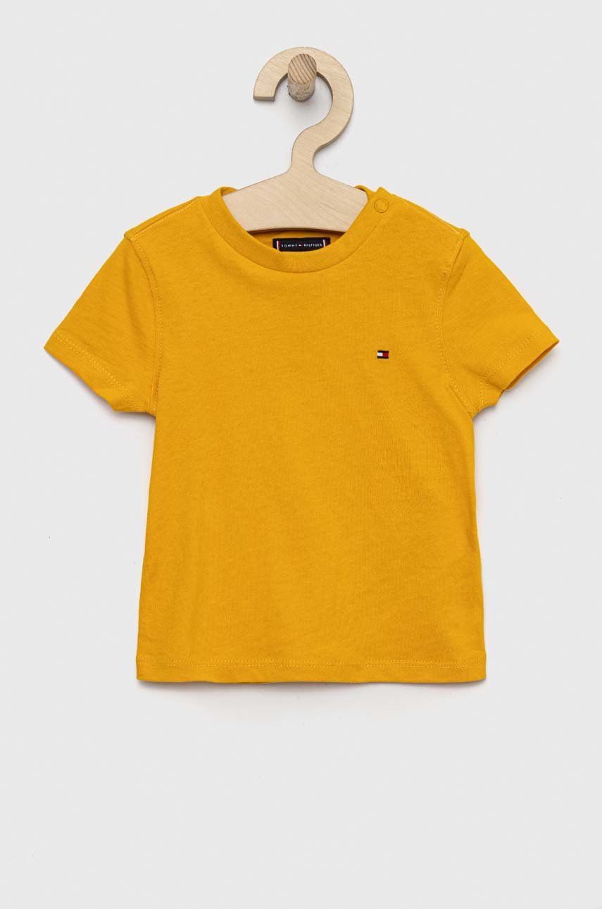 Levně Dětské bavlněné tričko Tommy Hilfiger oranžová barva