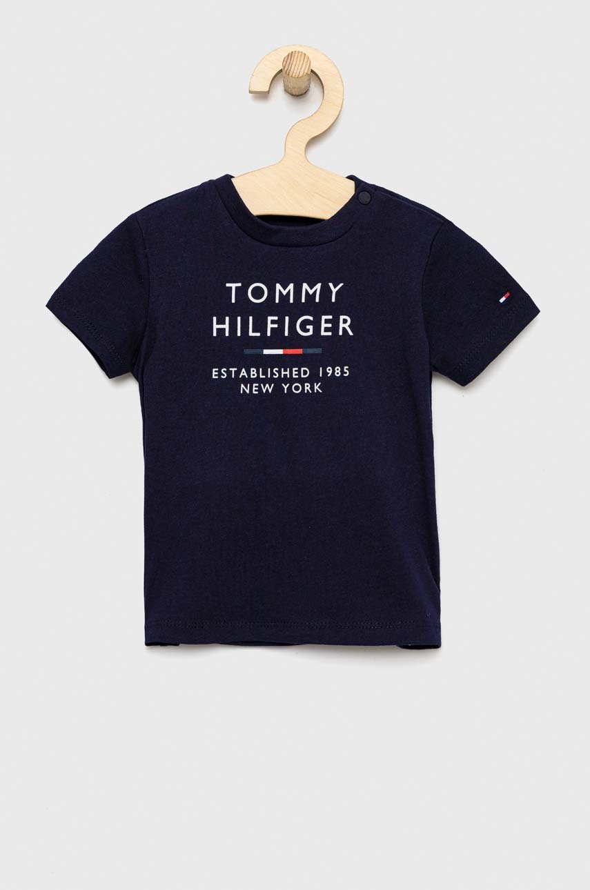 

Дитяча бавовняна футболка Tommy Hilfiger колір синій з принтом