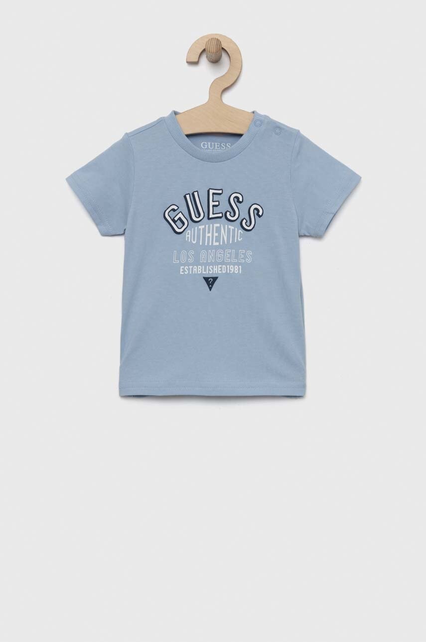 

Детская хлопковая футболка Guess с принтом