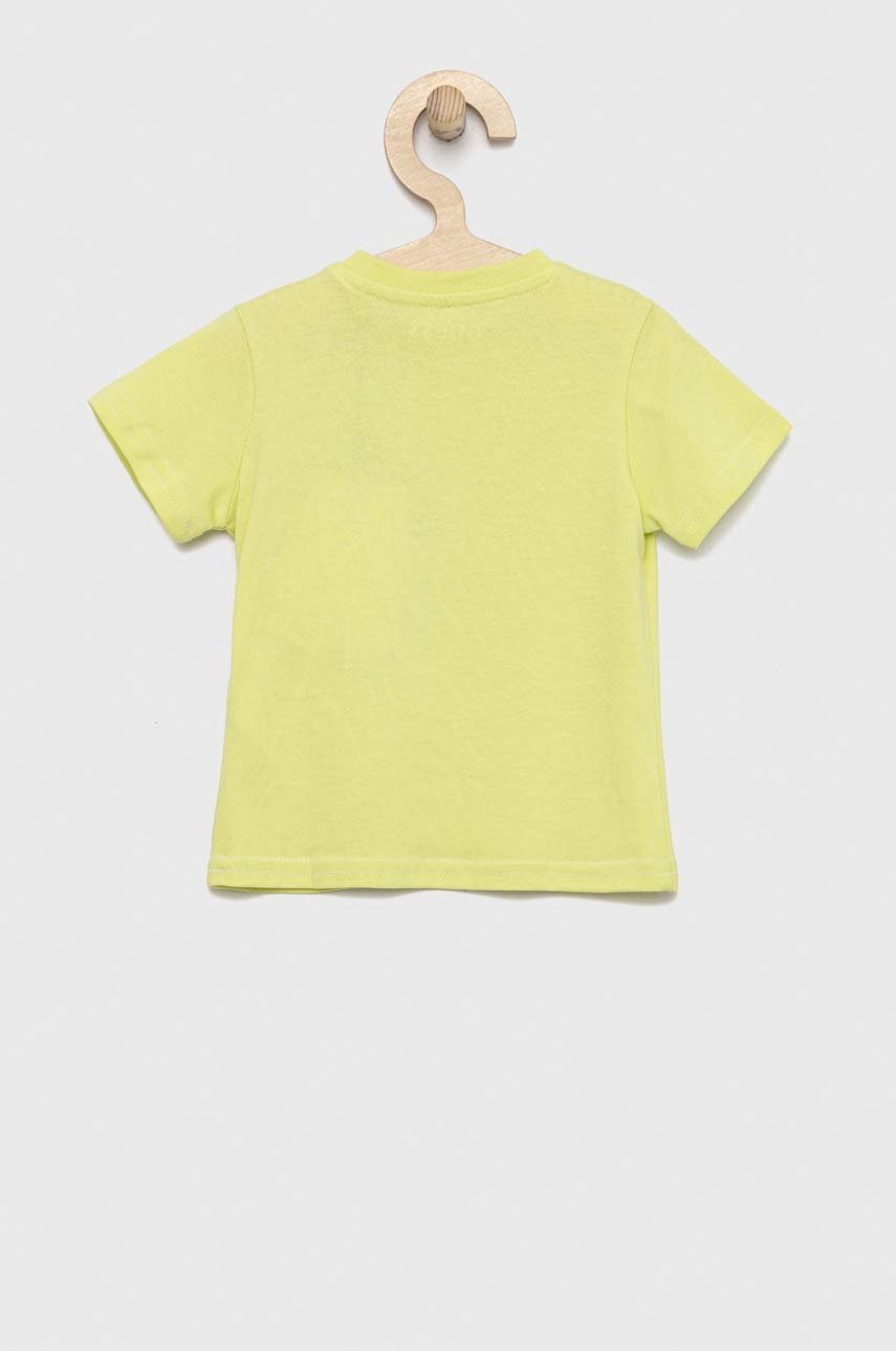 

Детская хлопковая футболка Guess цвет зелёный с принтом