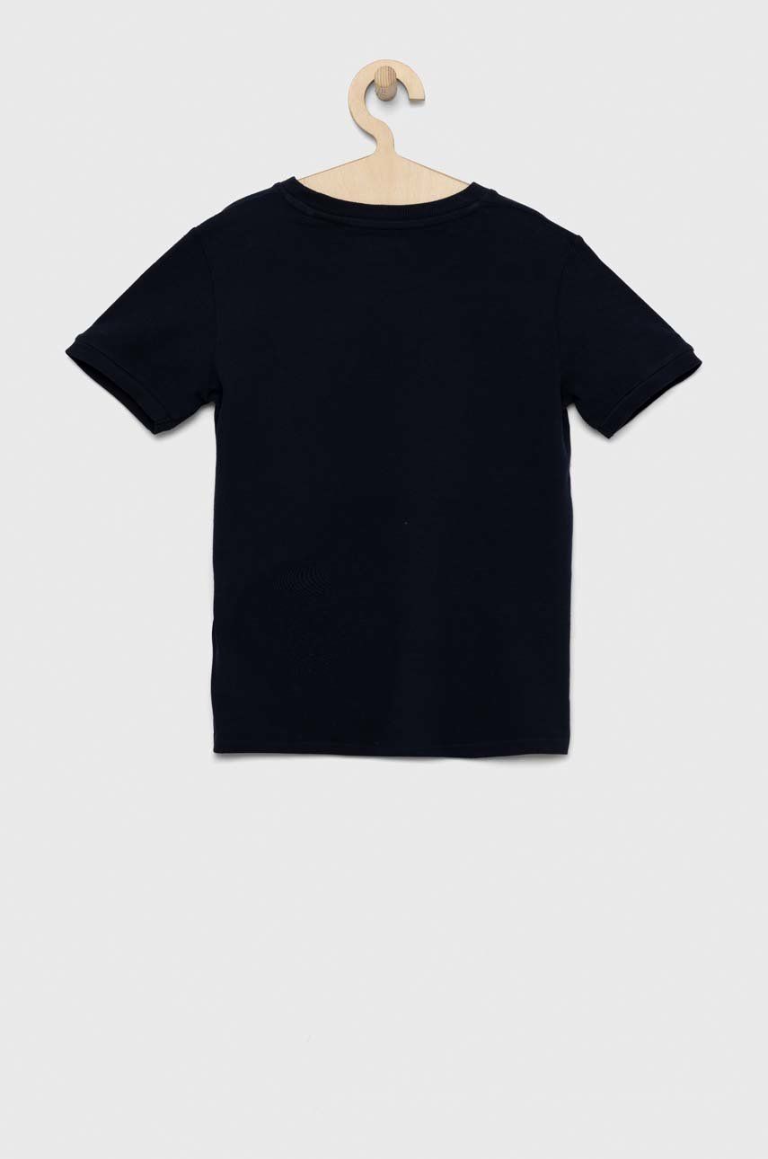 Guess t-shirt bawełniany dziecięcy kolor granatowy z aplikacją