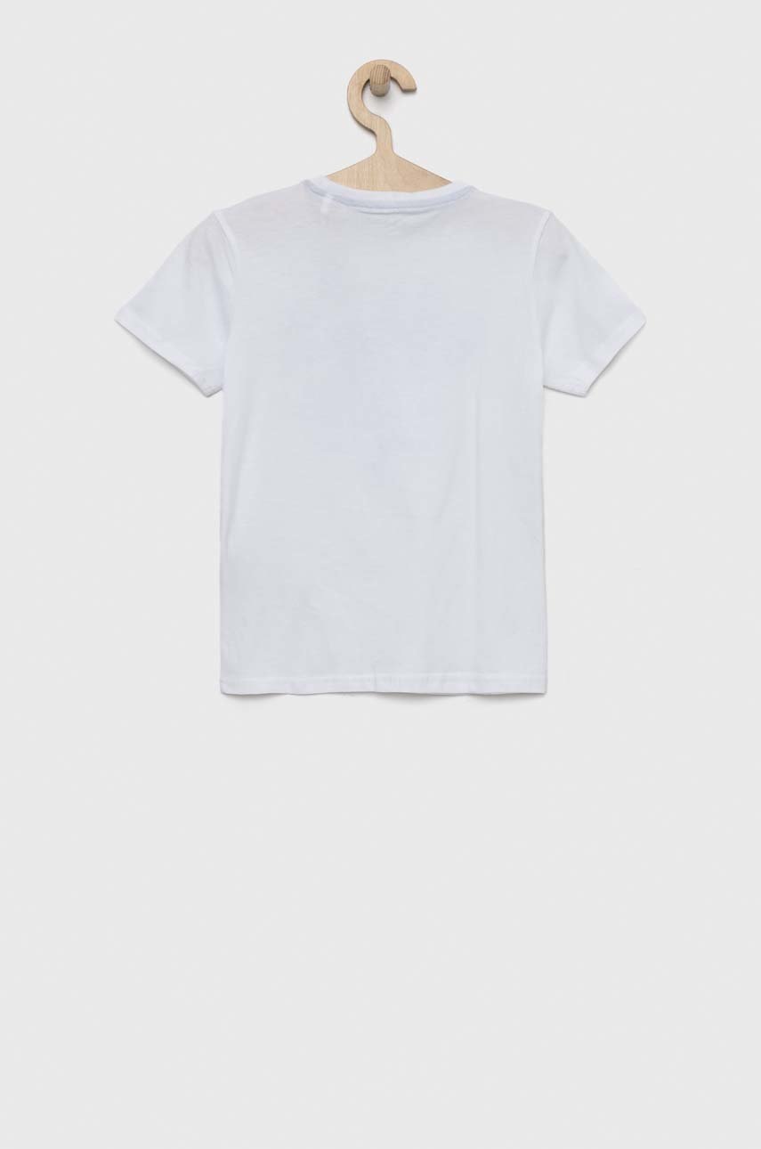 

Дитяча бавовняна футболка Guess колір білий з принтом