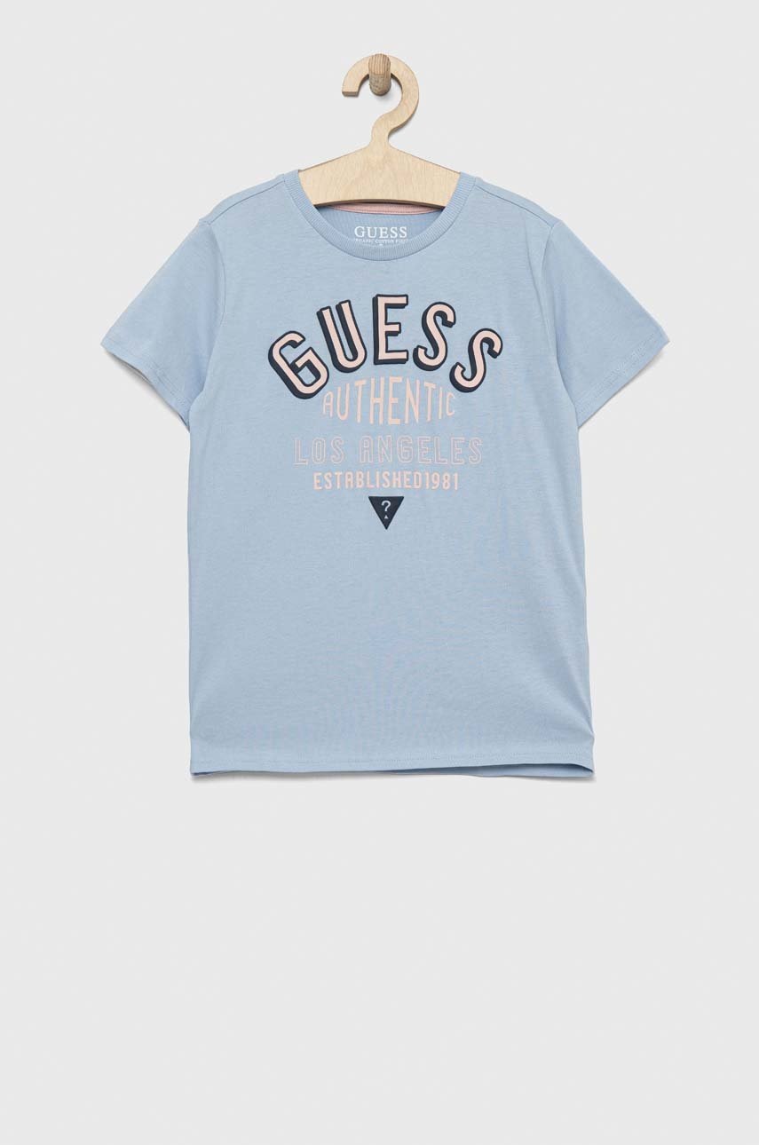 

Дитяча бавовняна футболка Guess з принтом
