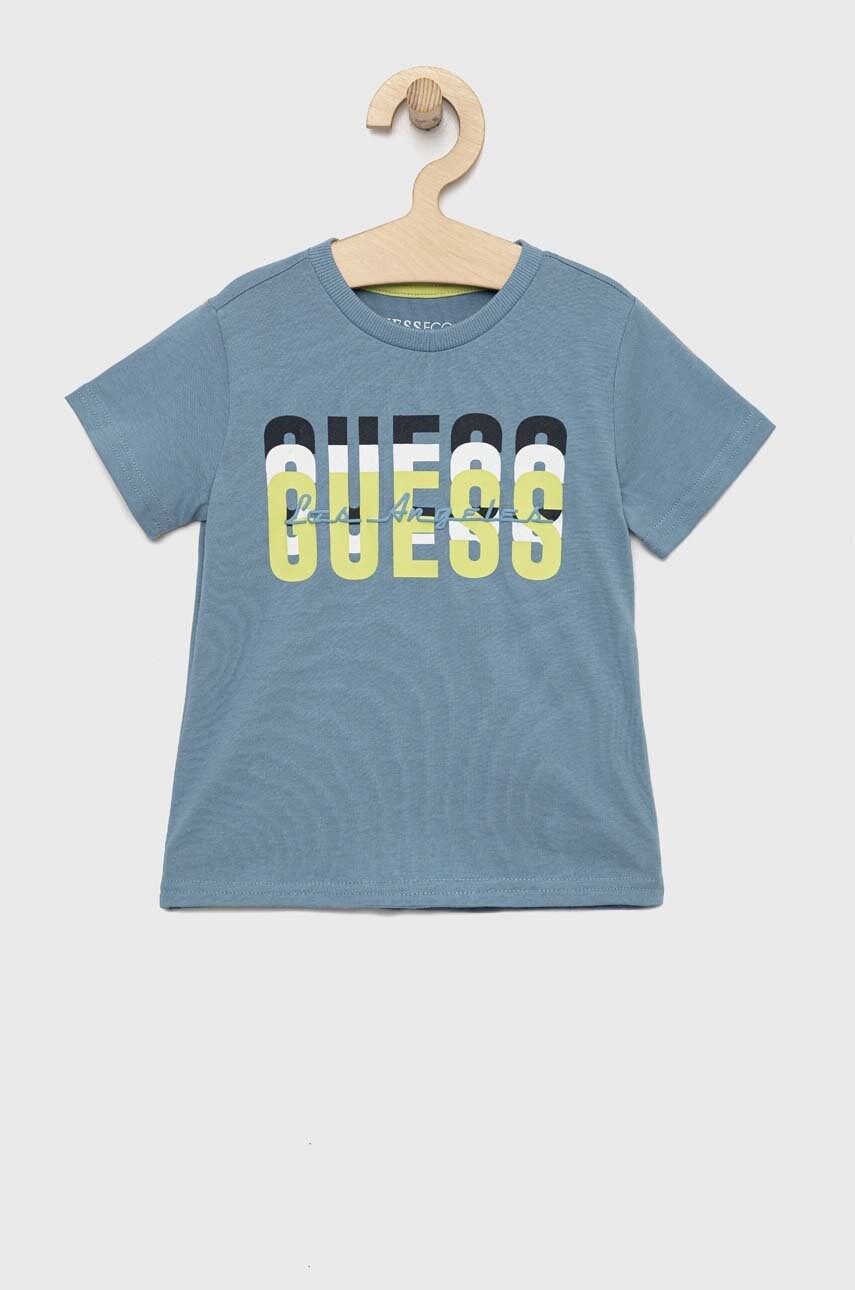 

Детская хлопковая футболка Guess с принтом