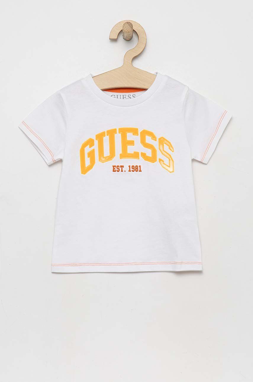 Dětské bavlněné tričko Guess bílá barva - bílá -  100 % Bavlna