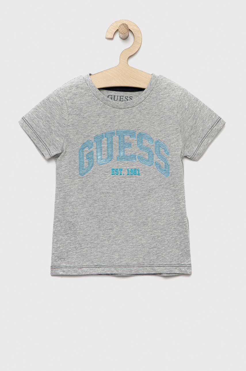Dětské bavlněné tričko Guess šedá barva - šedá -  100 % Bavlna