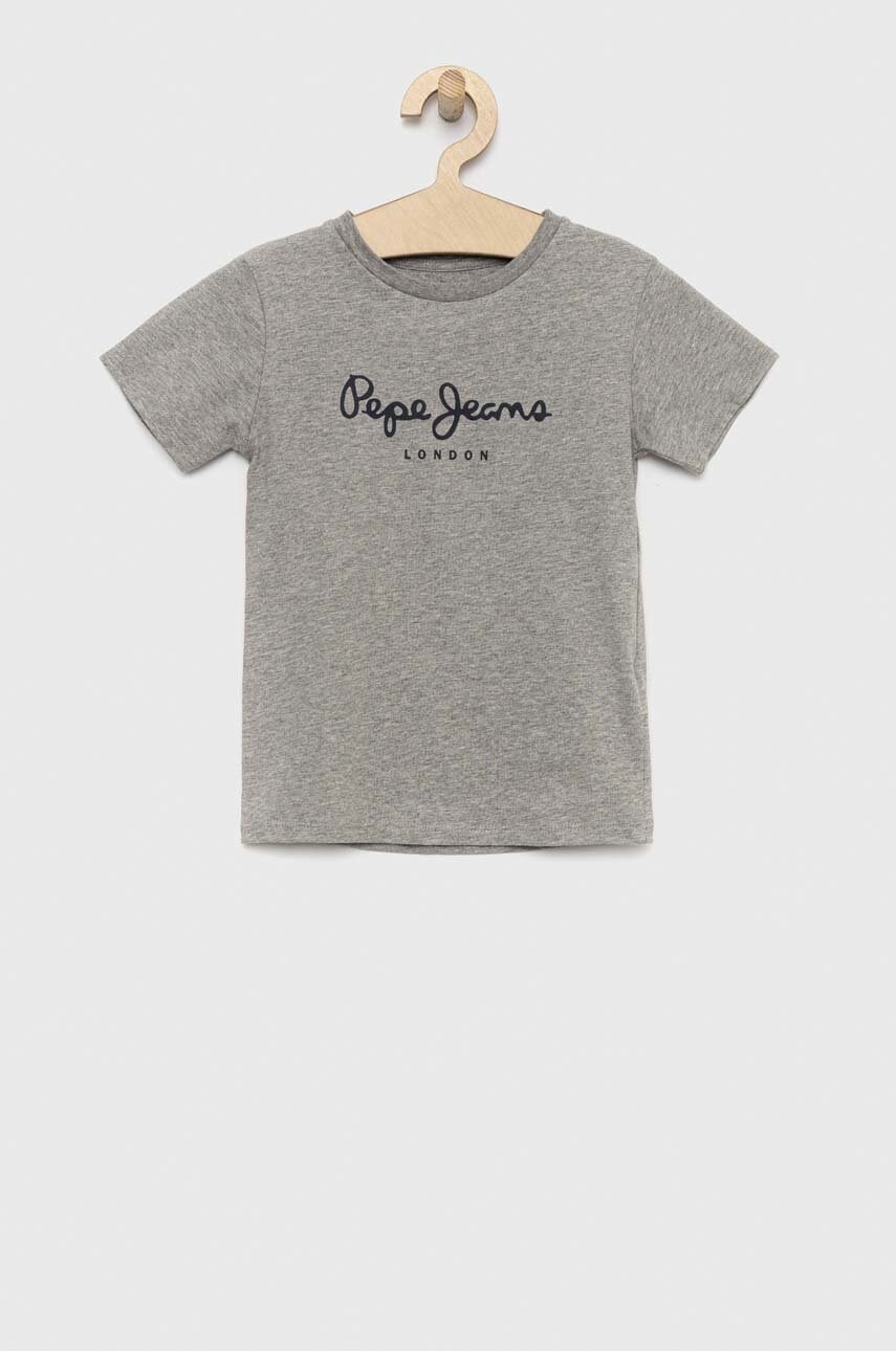 Pepe Jeans tricou de bumbac pentru copii culoarea gri, cu imprimeu