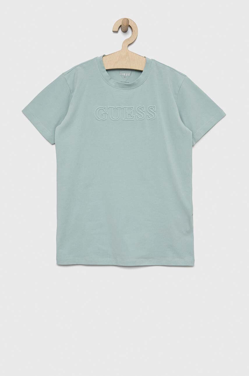 

Детская футболка Guess цвет зелёный с аппликацией