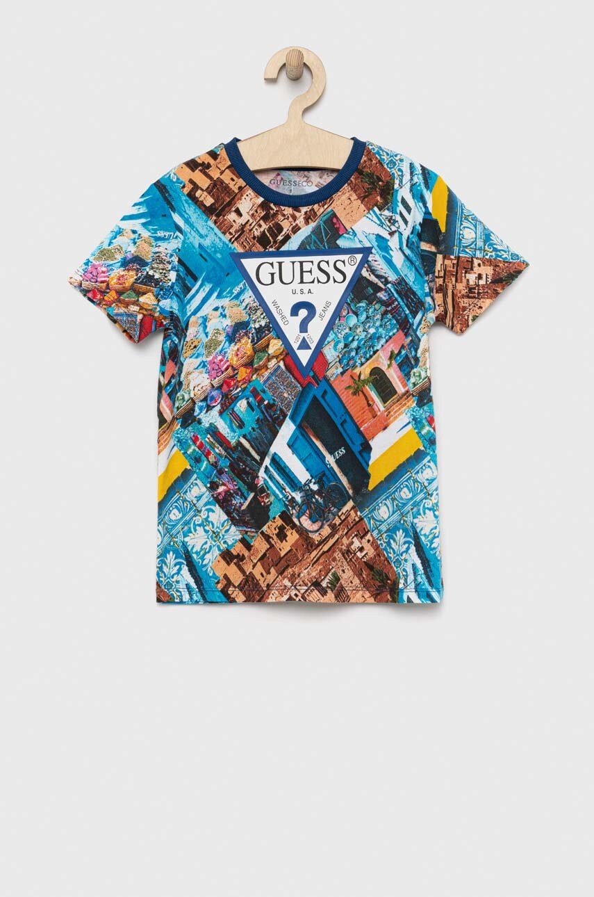 

Детская хлопковая футболка Guess узорная