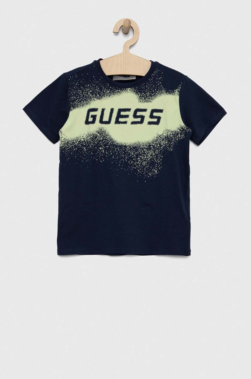 

Детская футболка Guess цвет синий с принтом