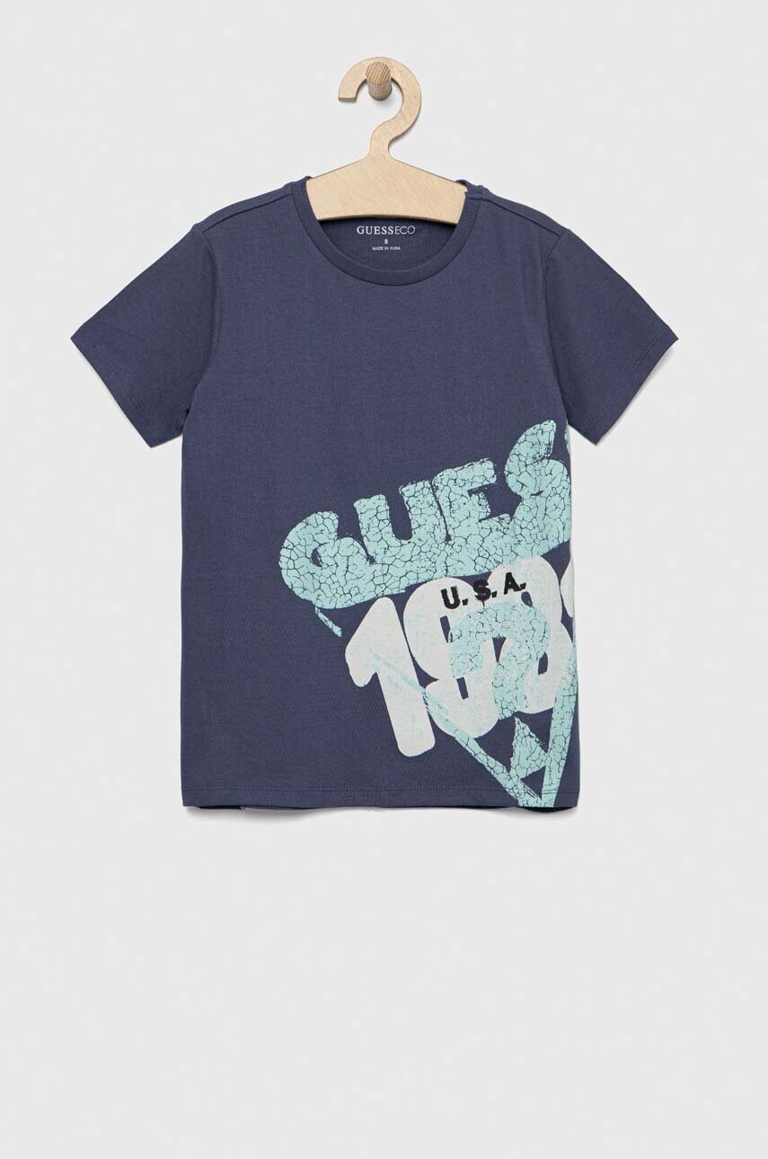 

Дитяча бавовняна футболка Guess з принтом