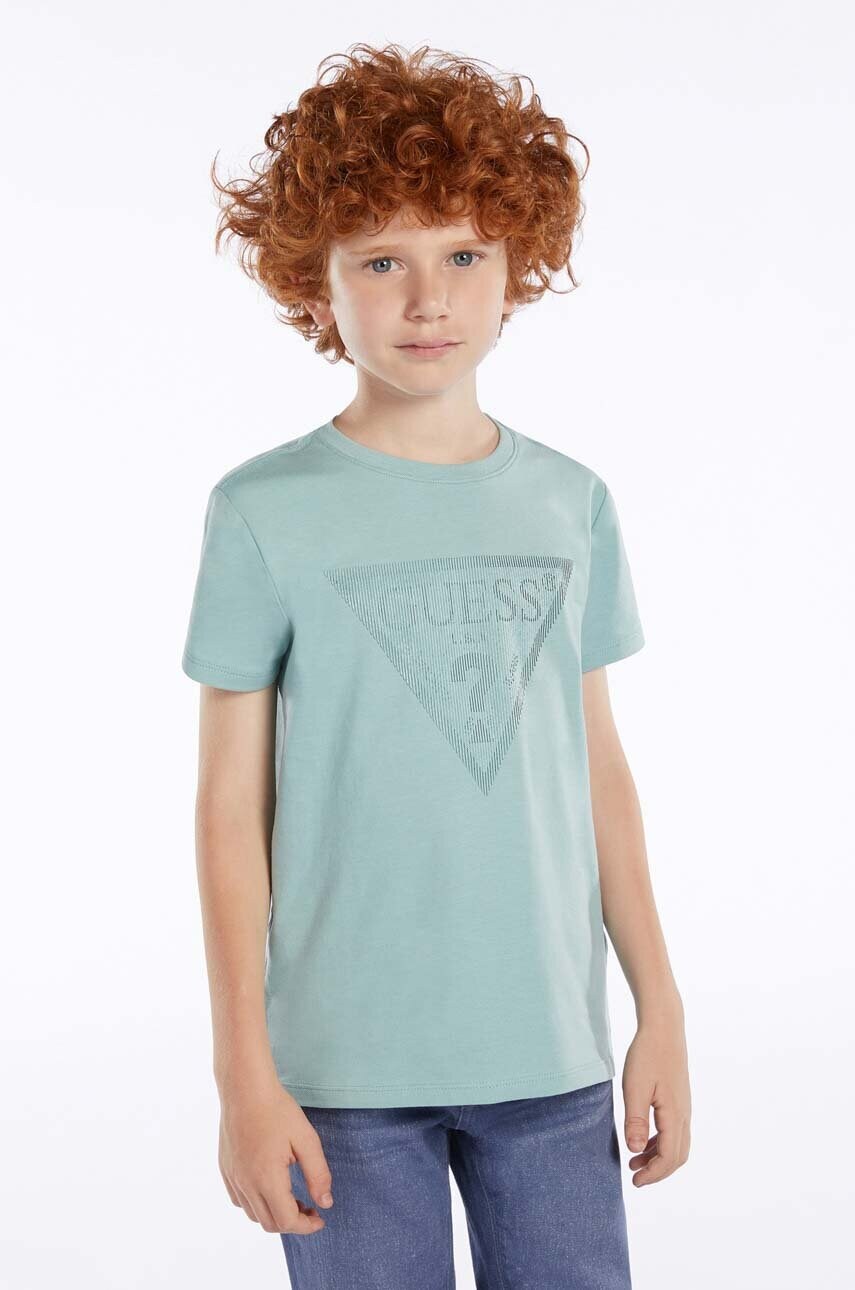 

Дитяча футболка Guess колір бірюзовий з принтом