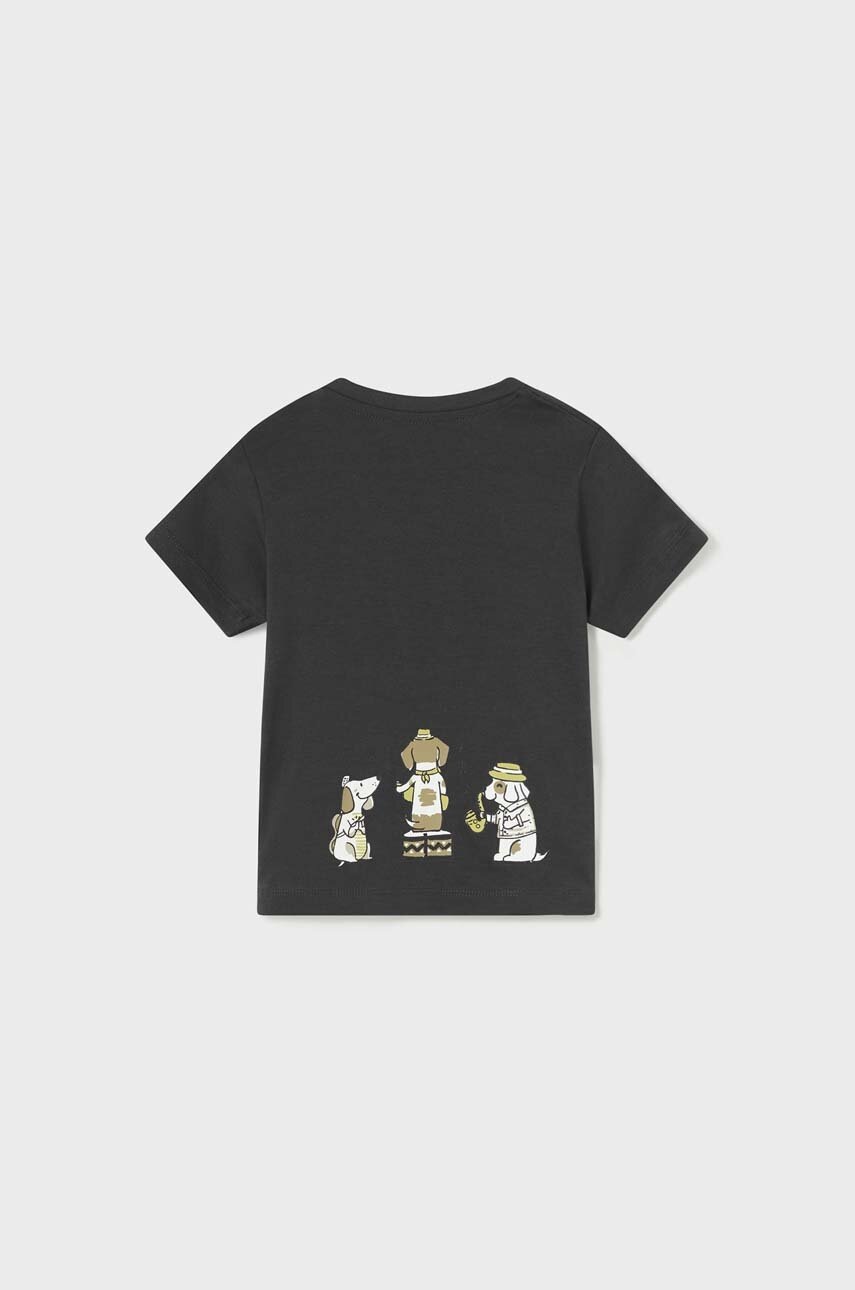 Бавовняна футболка для немовлят Mayoral колір синій з принтом