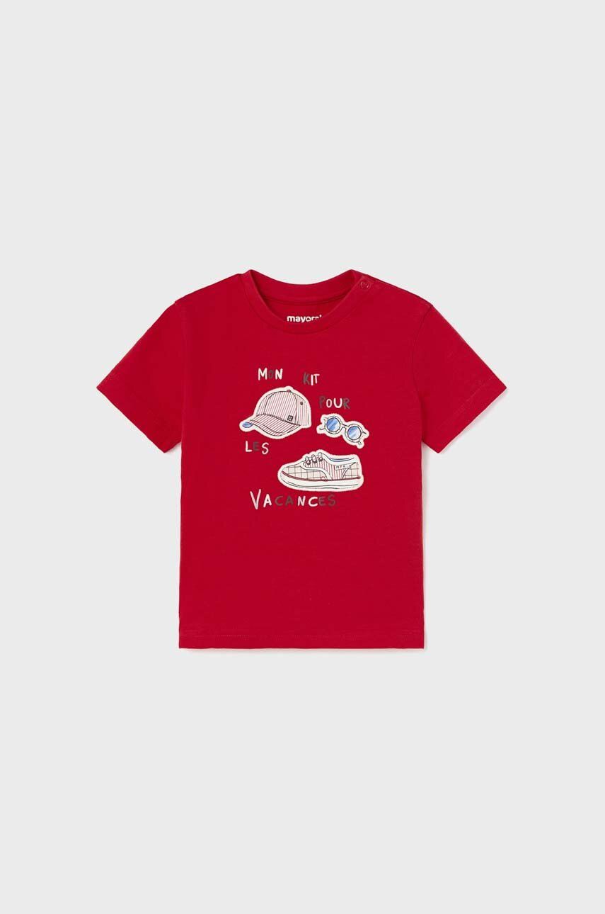 Mayoral tricou din bumbac pentru bebelusi culoarea rosu, cu imprimeu