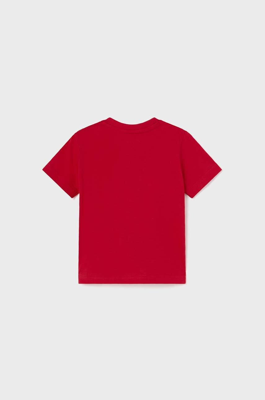Бавовняна футболка для немовлят Mayoral колір червоний з принтом