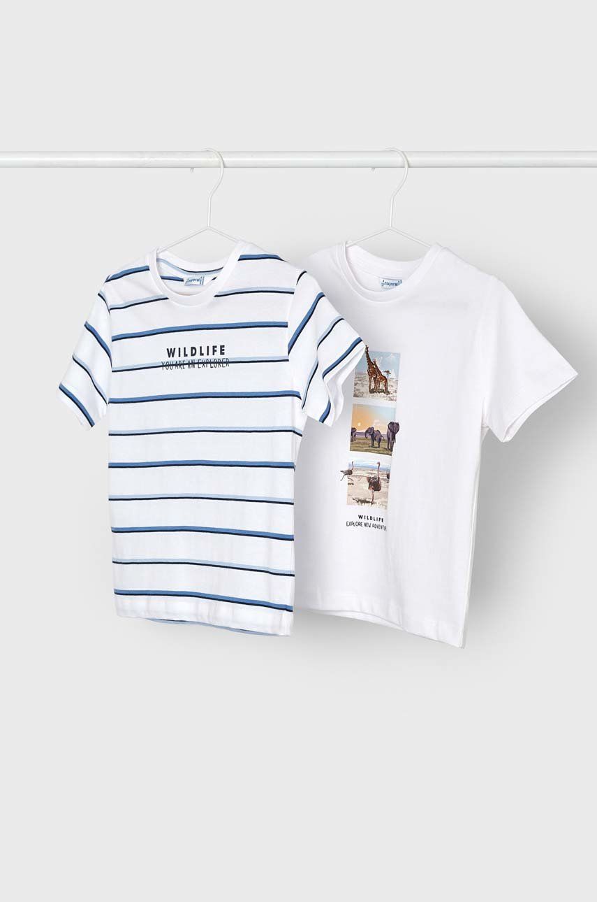 Mayoral tricou de bumbac pentru copii 2-pack culoarea alb, cu imprimeu