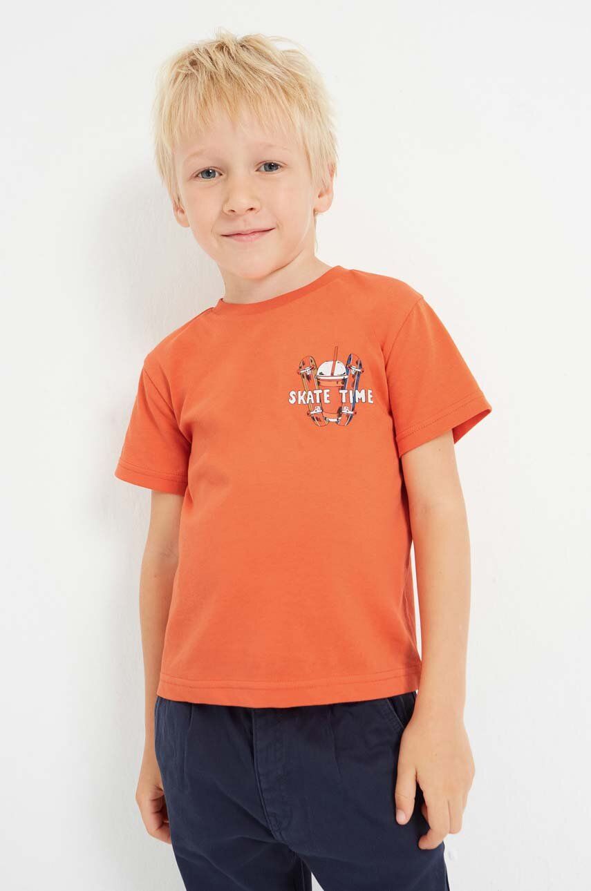 Levně Dětské bavlněné tričko Mayoral oranžová barva, s potiskem