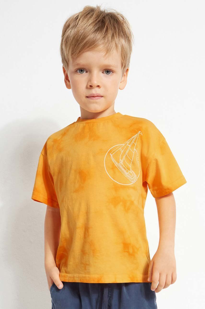 Levně Dětské bavlněné tričko Mayoral oranžová barva